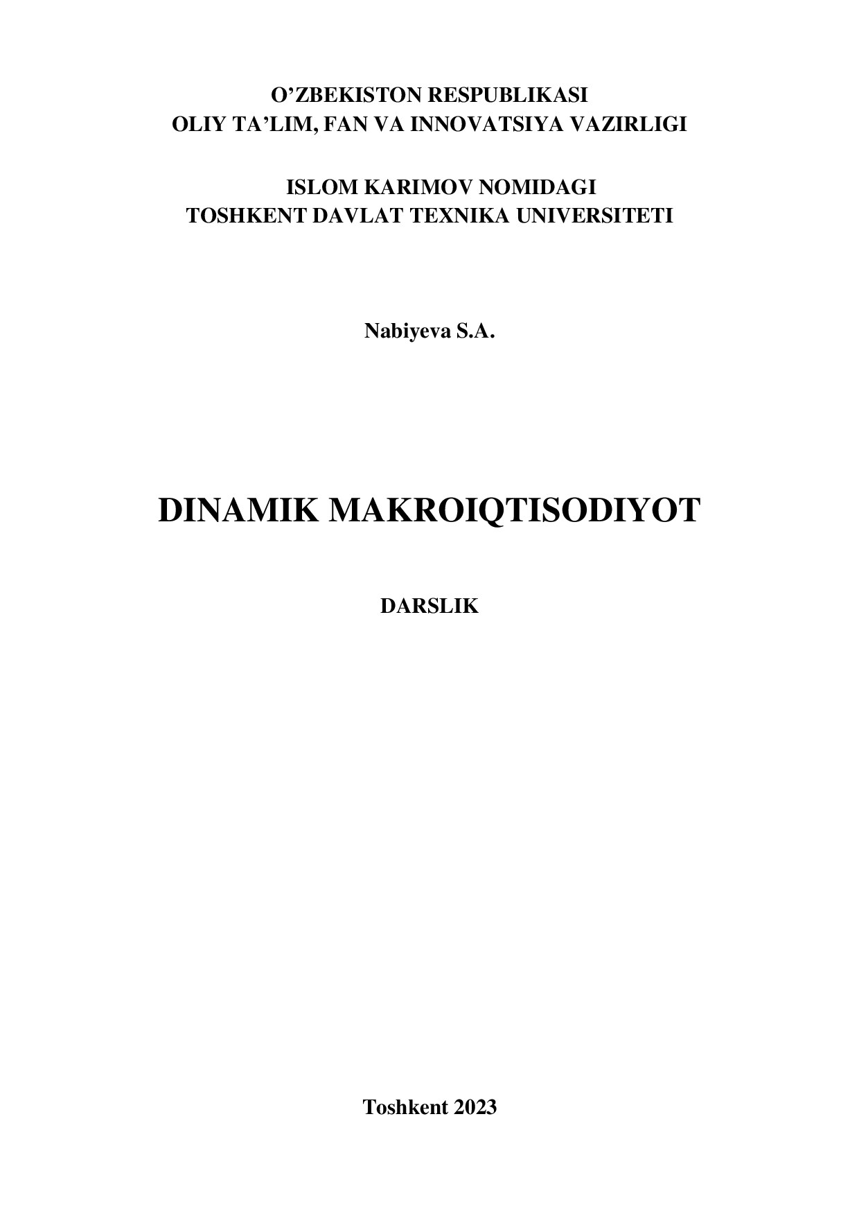 Dinamik makroiqtisodiyot