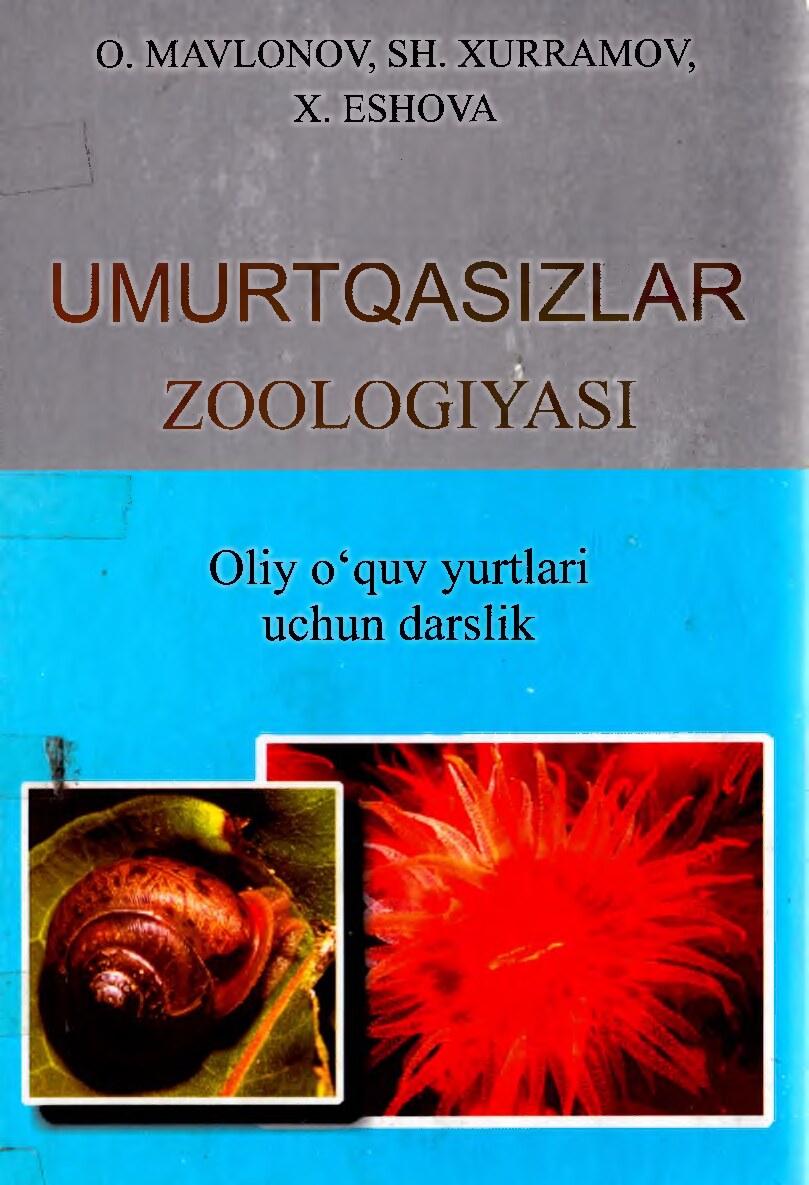 1. Mavlonov O, Xurramov SH. Umurtqasizlar zoologiyasi-2006