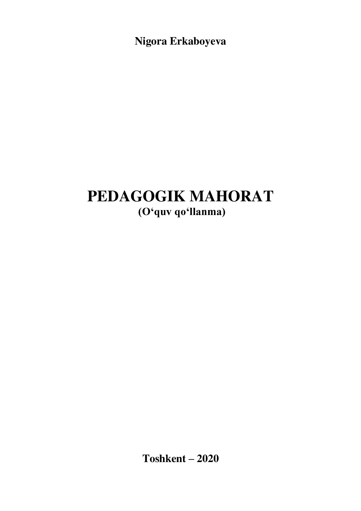 Erkaboyeva Pedagogik mahorat