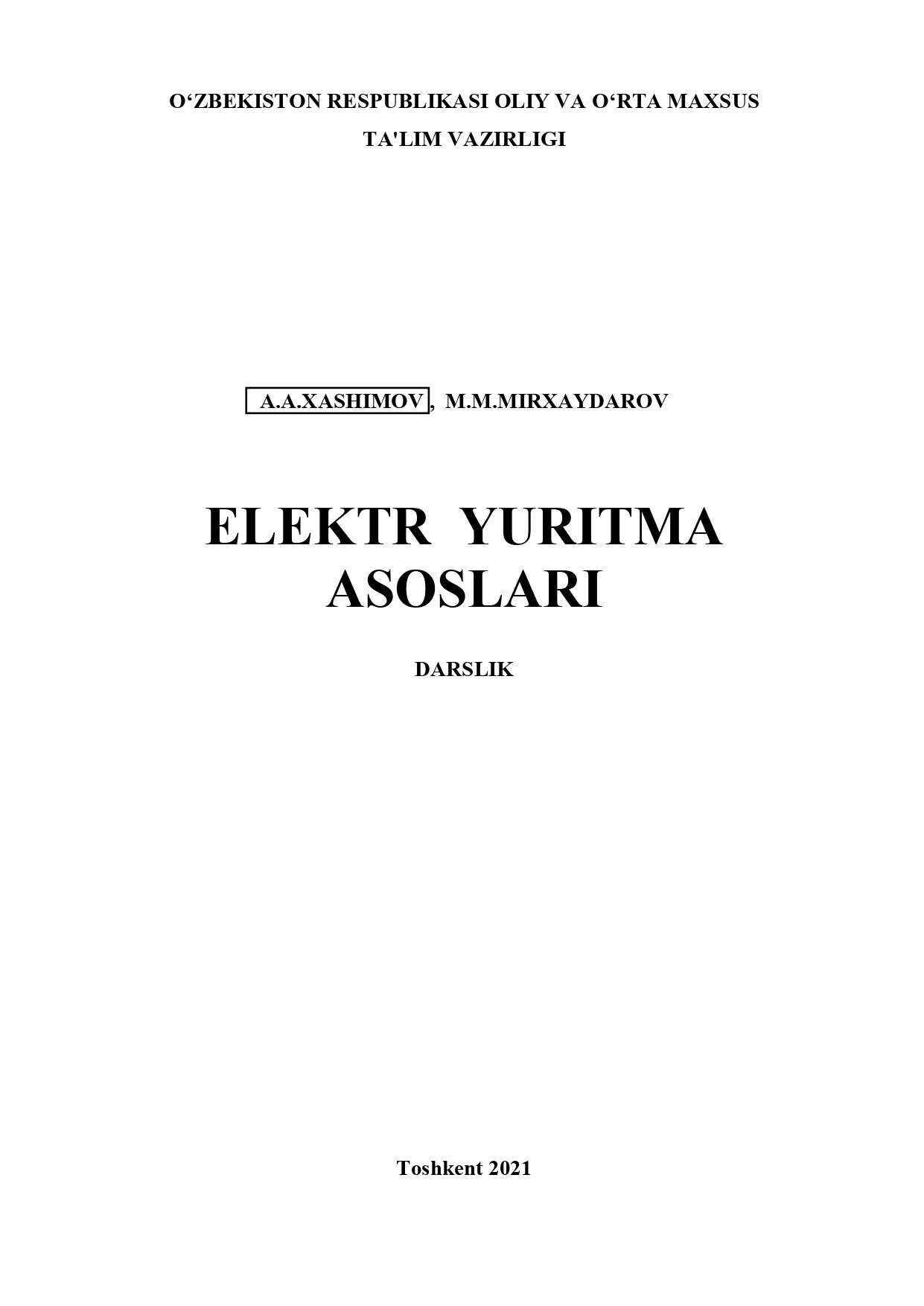 Elektr yuritma asoslari