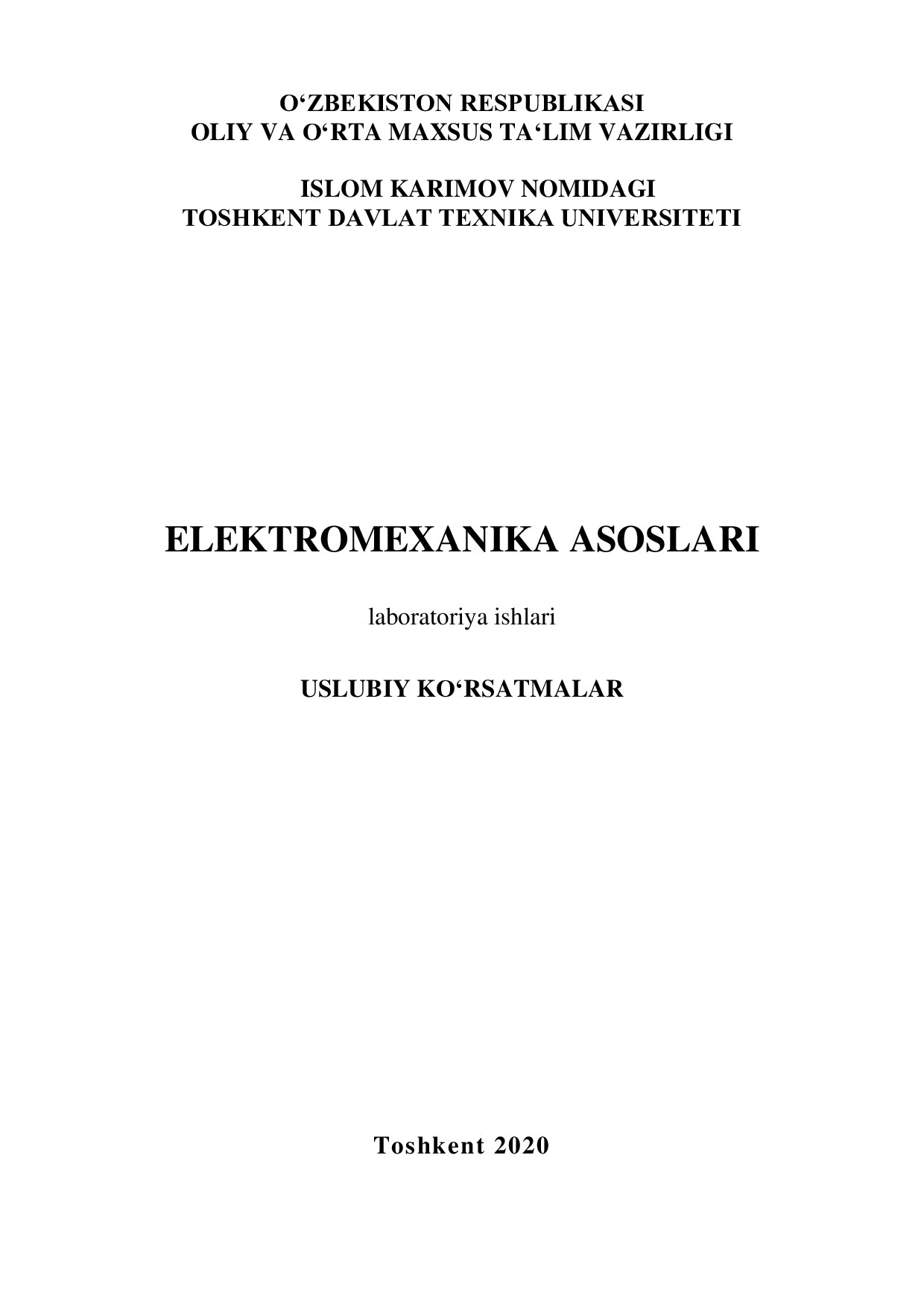 Elektromexanika asoslari