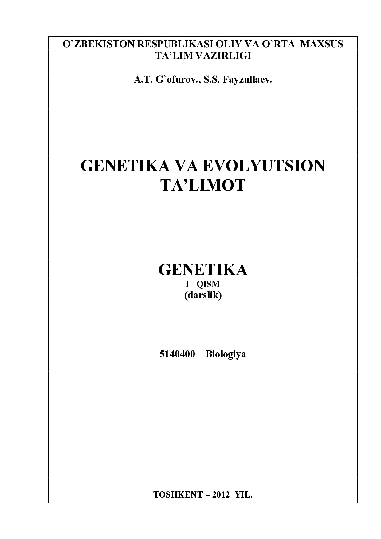 Genetika va evolutsion ta'limot