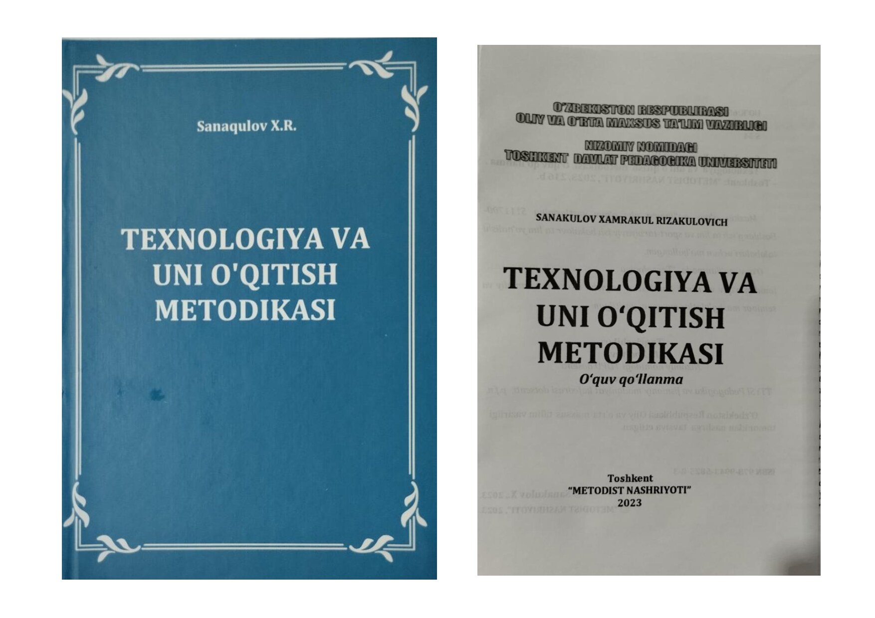 X.R.Sanaqulova. Texnologiya va uni o'qitish metodikasi 