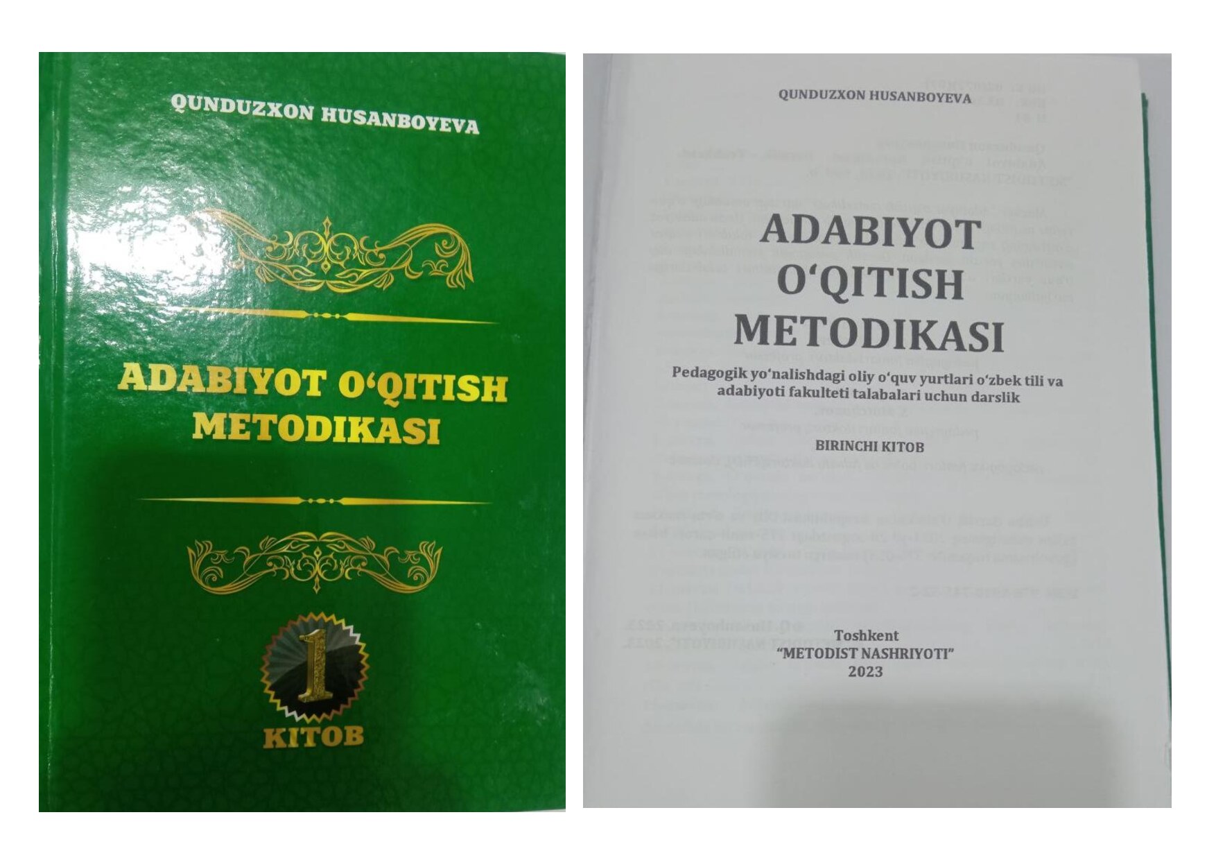 Q.Hasanboyeva. Adabiyot o'qitish metodikasi