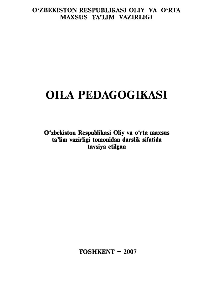 3. Oila pedagogikasi