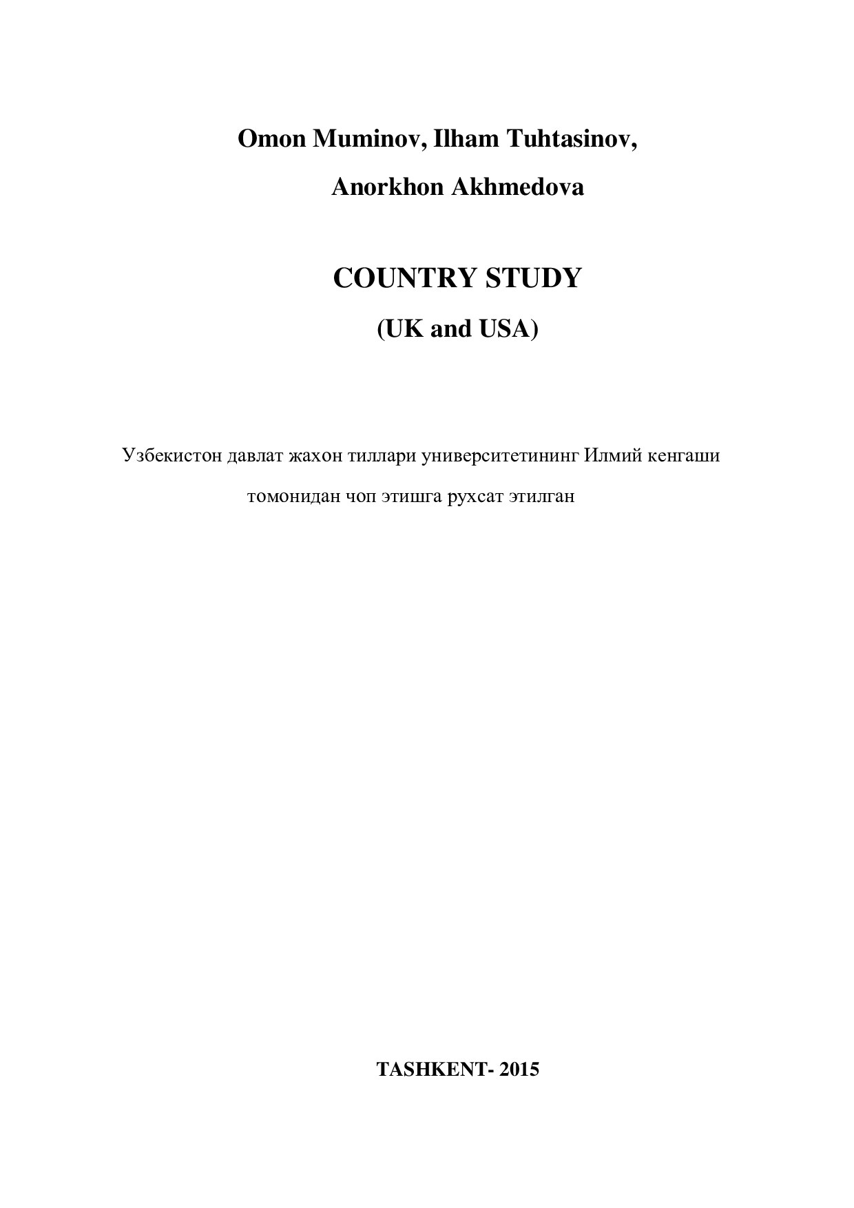 Country study (UK and USA) 