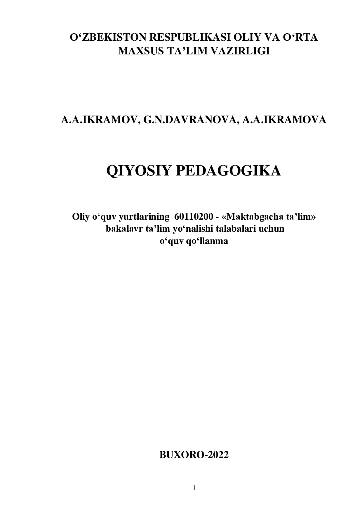 Najmiddinova Qiyosiy pedagogika