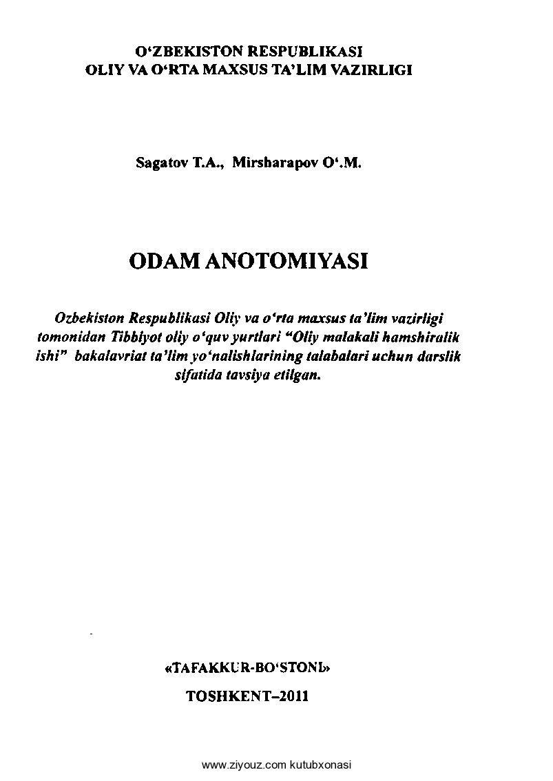 Odam anatomiyasi Darslik