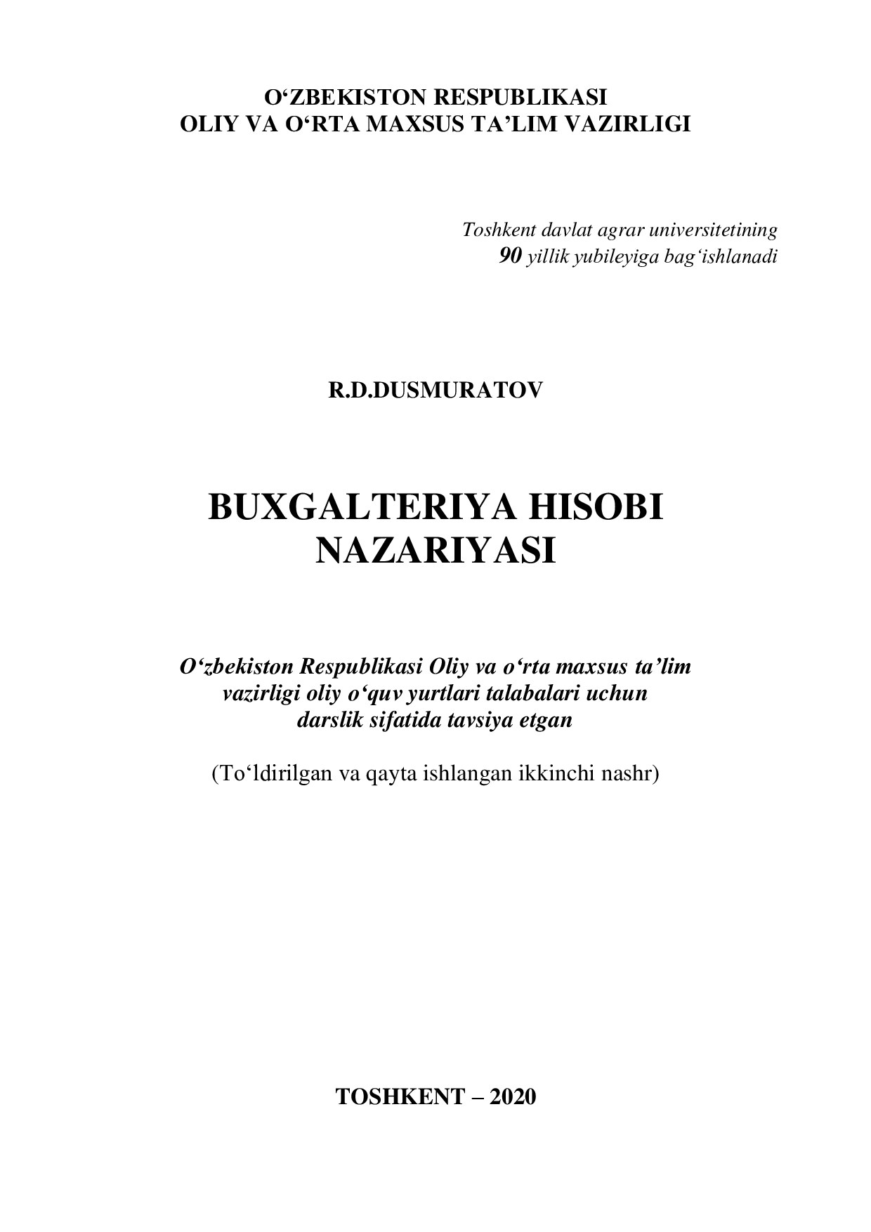 Bugalteriya hisobi nazariyasi.