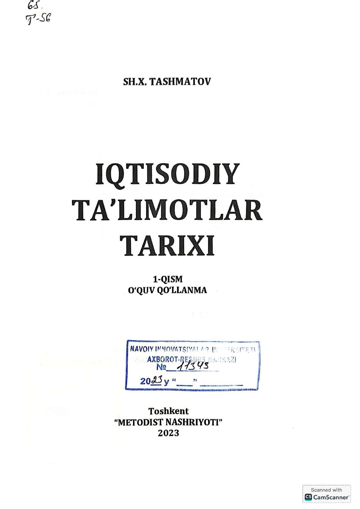 Iqtisodiy ta'limotlar tarixi.1-q.