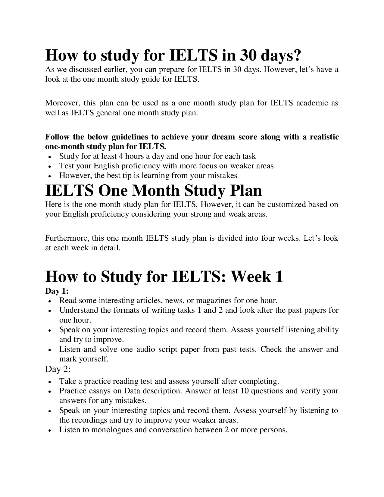 How to study for IELTS in 30 days