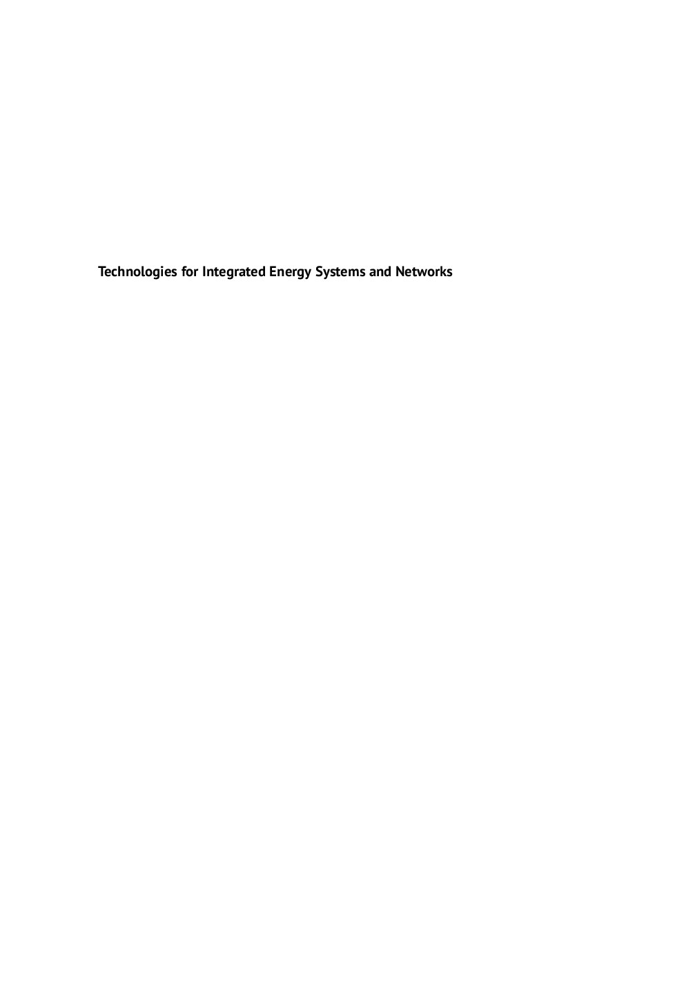 Technologies for Integrated Energy Systems and Networks