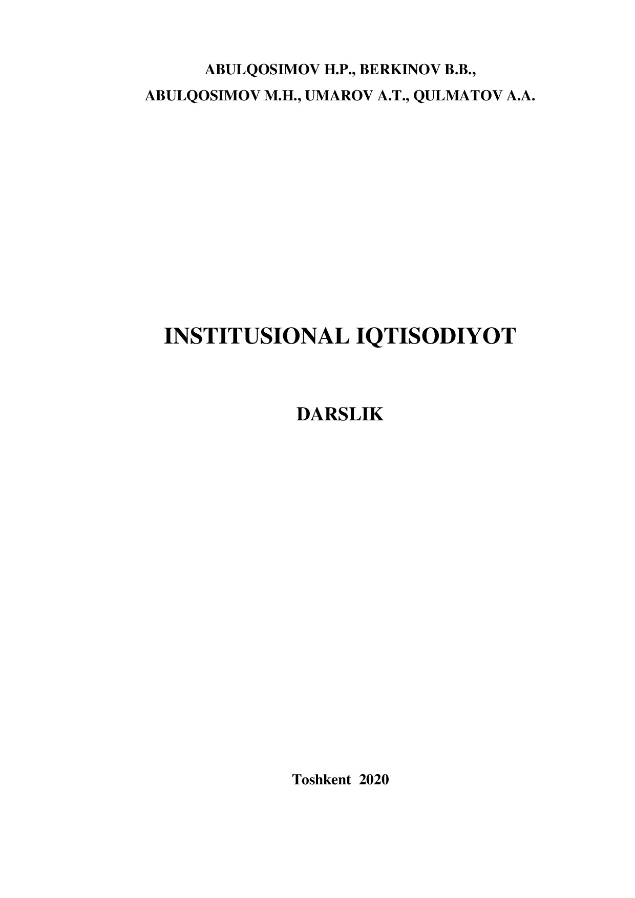 Institutsional iqtisodiyot-darslik 2020