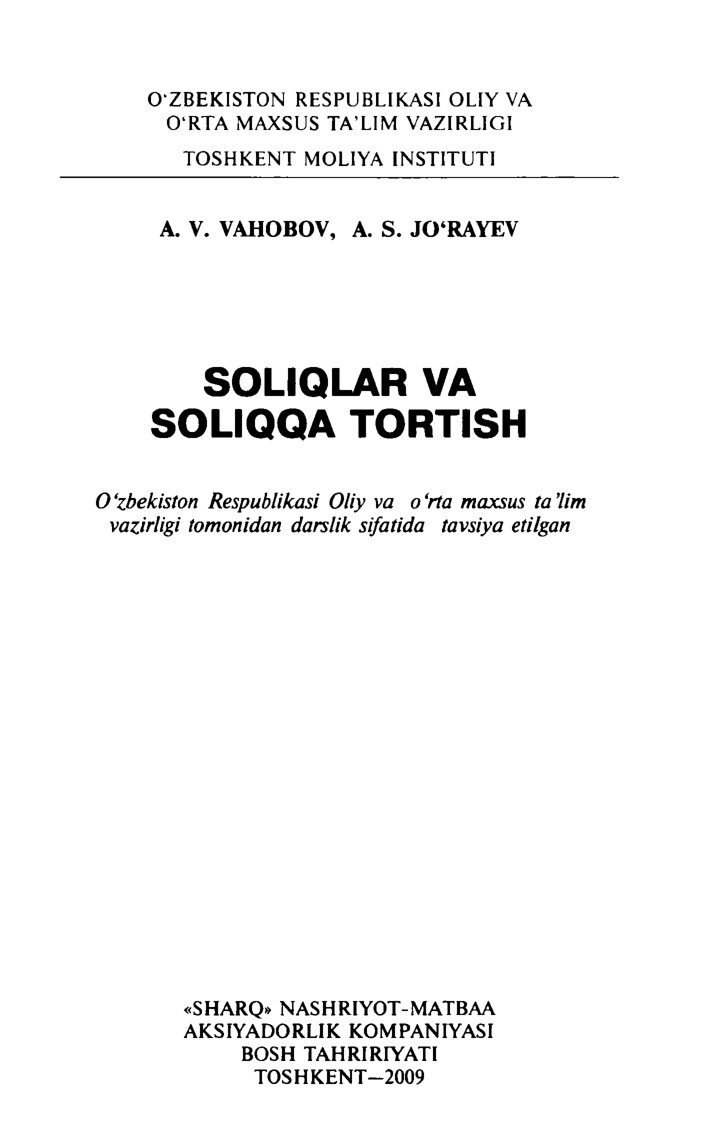 Soliqlar+va+soliqqa+tortish A.Vahobov.