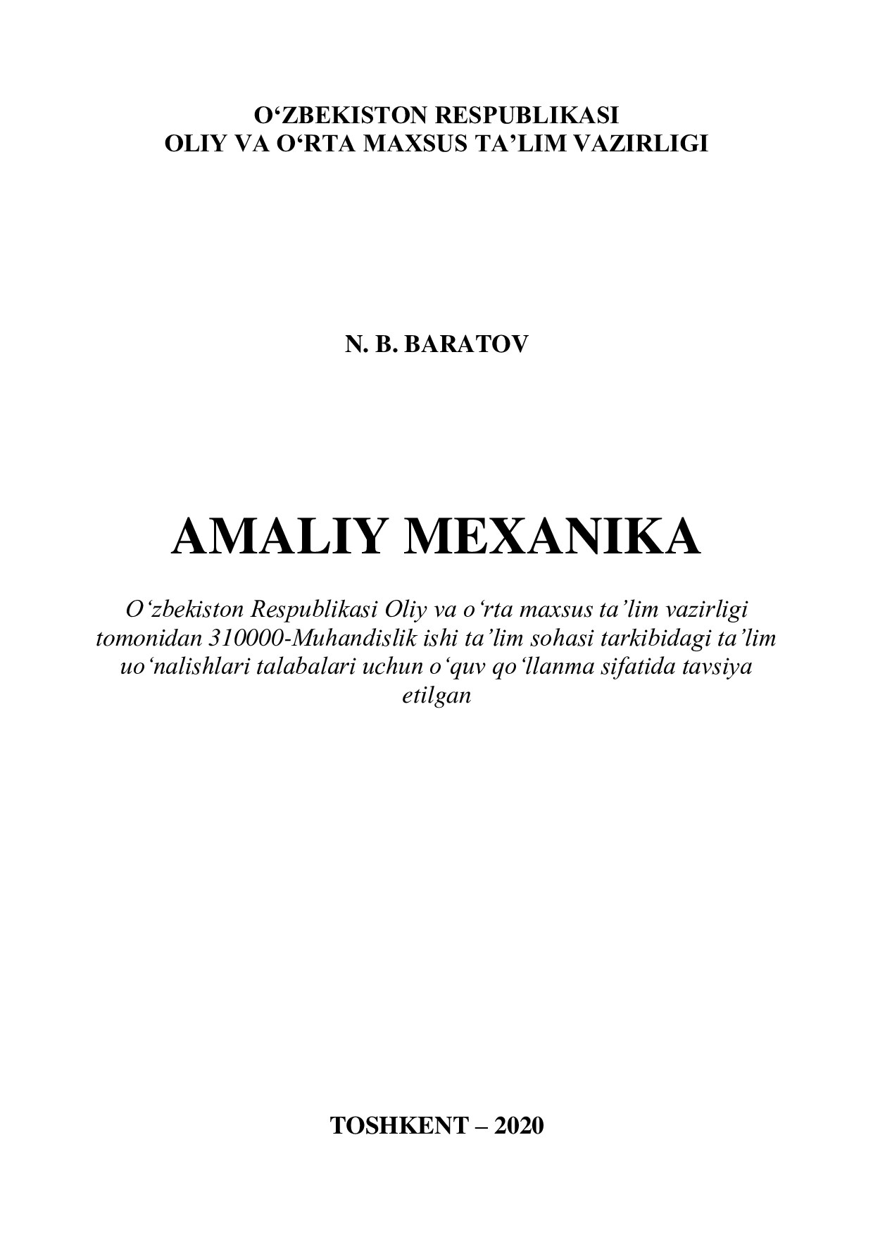 AMALIY MEXANIKA   Baratov N.B.