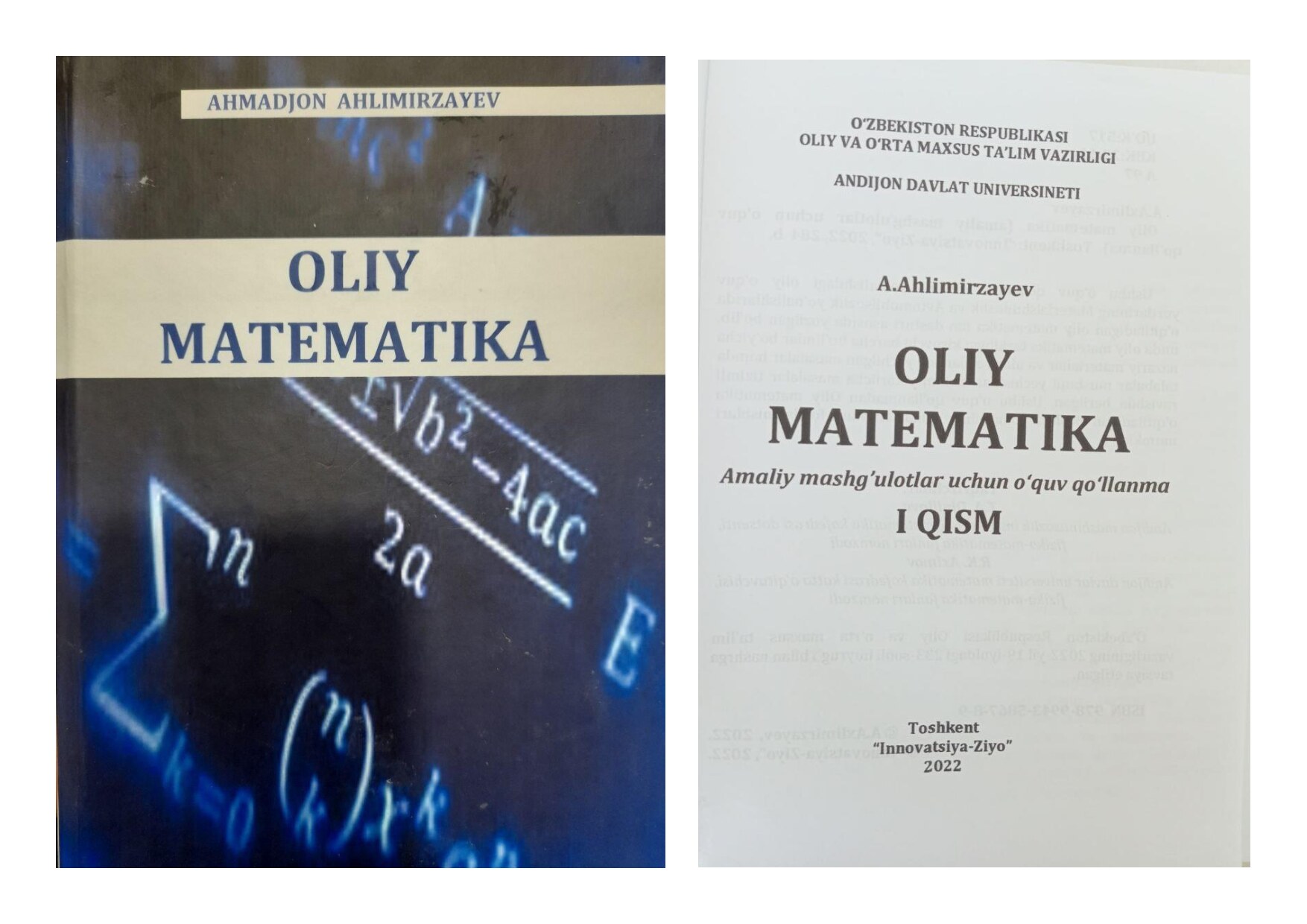 A.Ahlimirzayev. oliy matematika