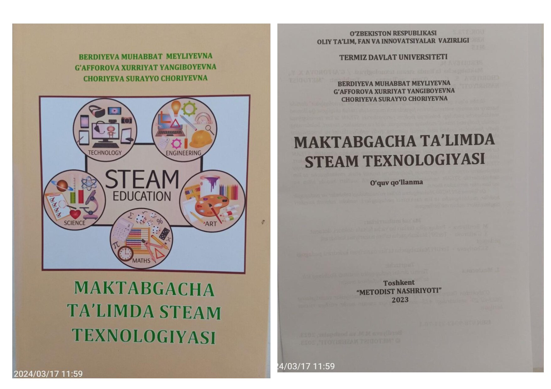 M.Berdiyeva. Maktabgacha ta'limda steam texnologiyalari