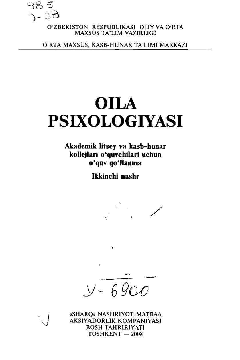 Oila psixologiyasi G'.B.Shoumarov