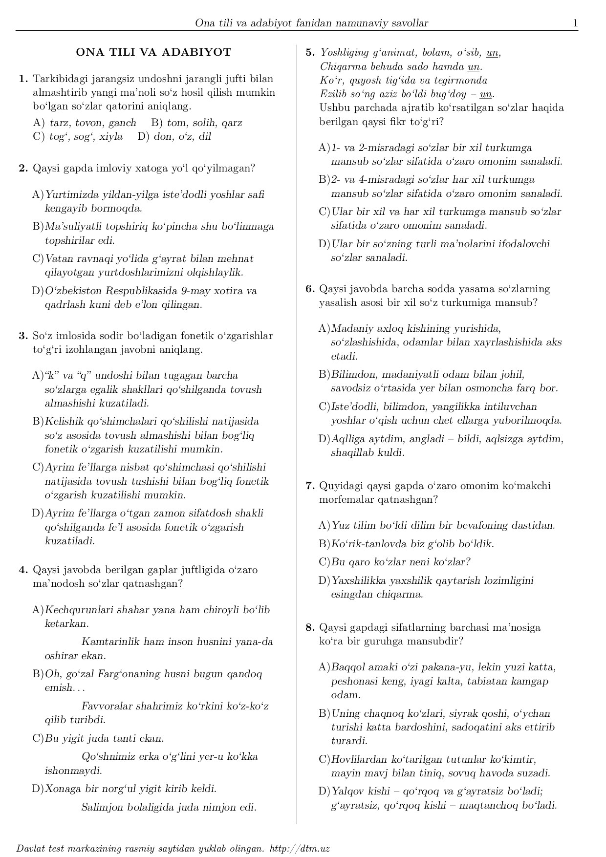 Ona tili va adabiyot test(@Kitob_ulashaman_bot)
