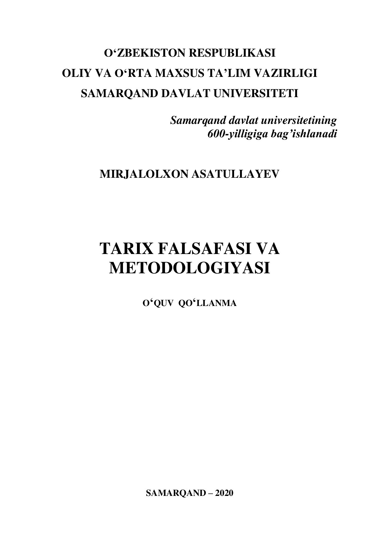 Tarix falsafasi va metodologiyasi