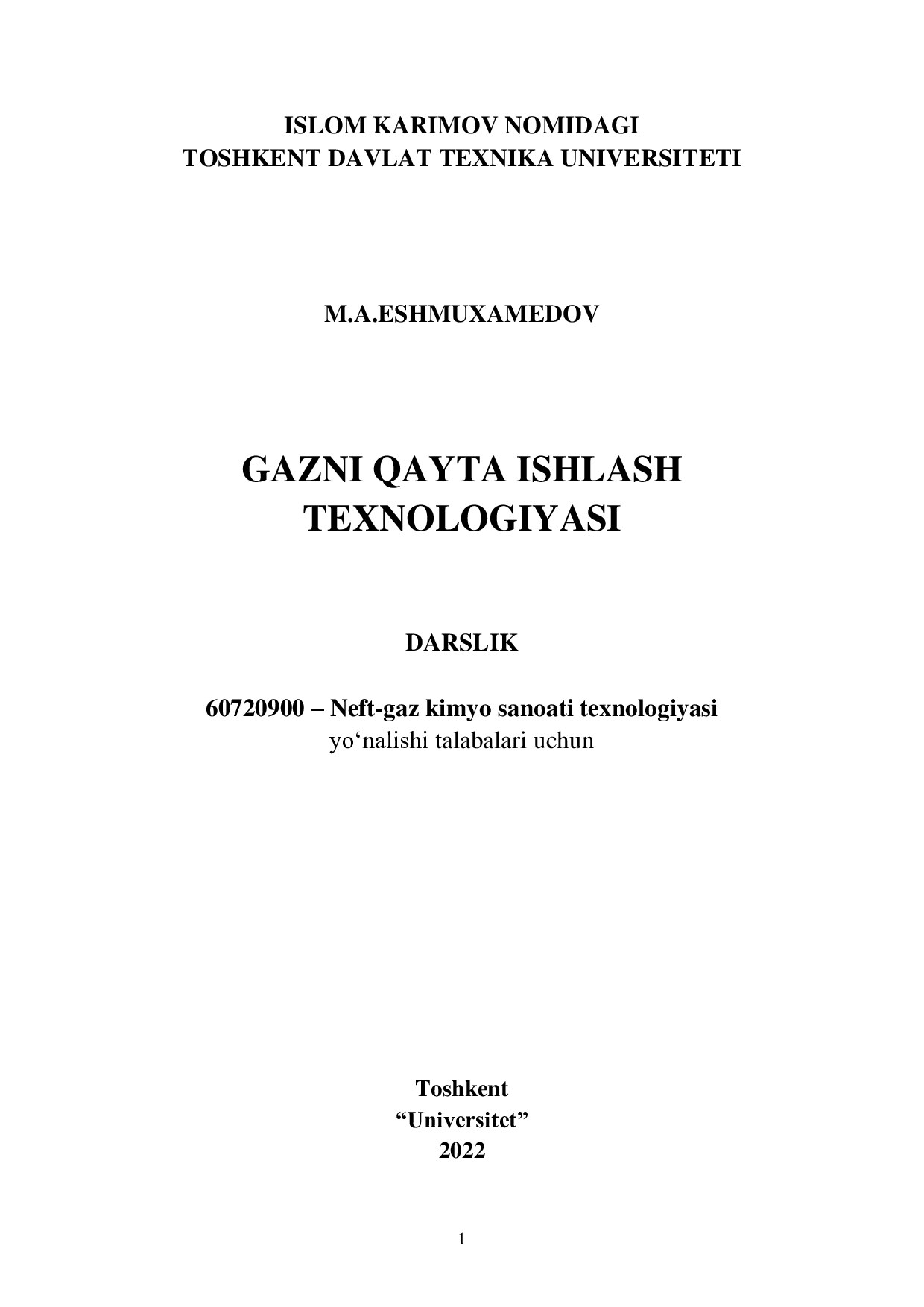 Gazni qayta ishlash texnologiyasi