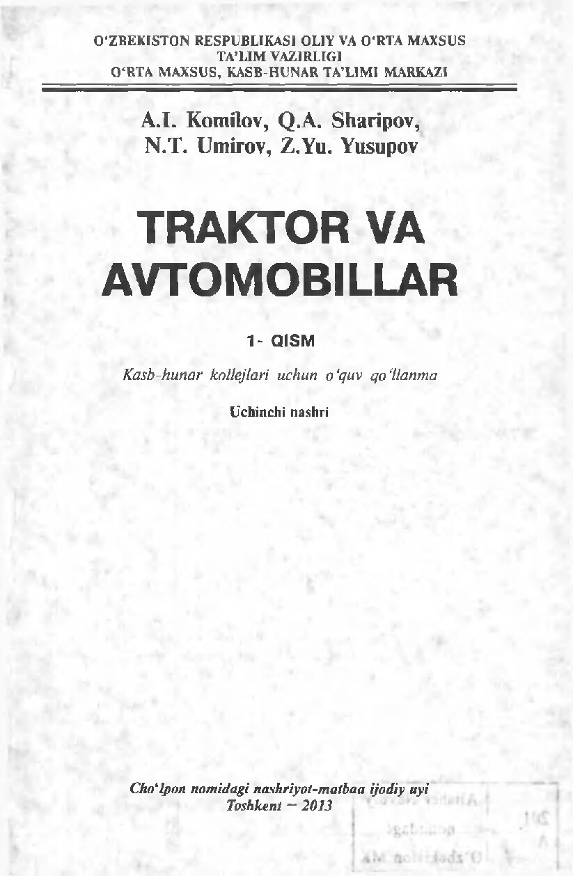 KOMILOV TARKTOR VA AVTOMOBILLAR