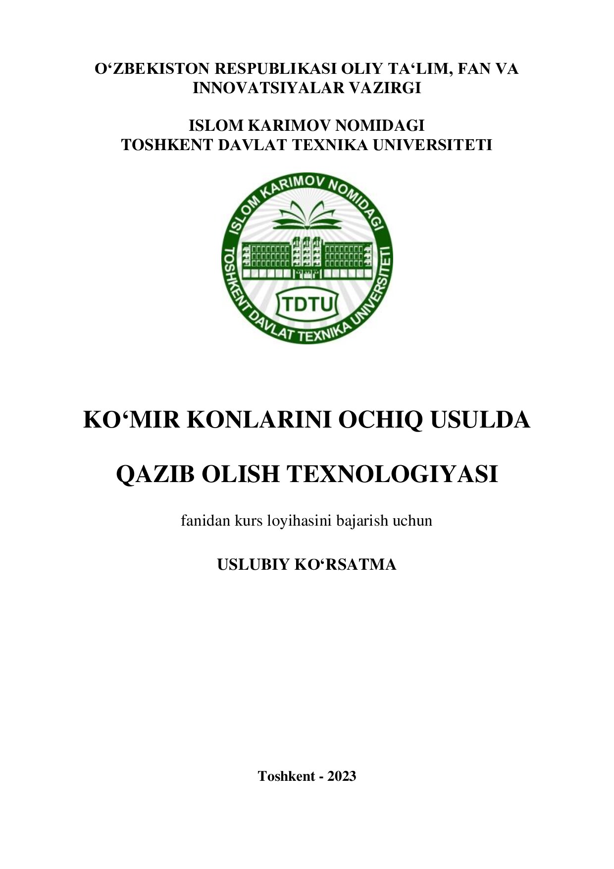 Ko'mir konlarini ochiq usulda qazib