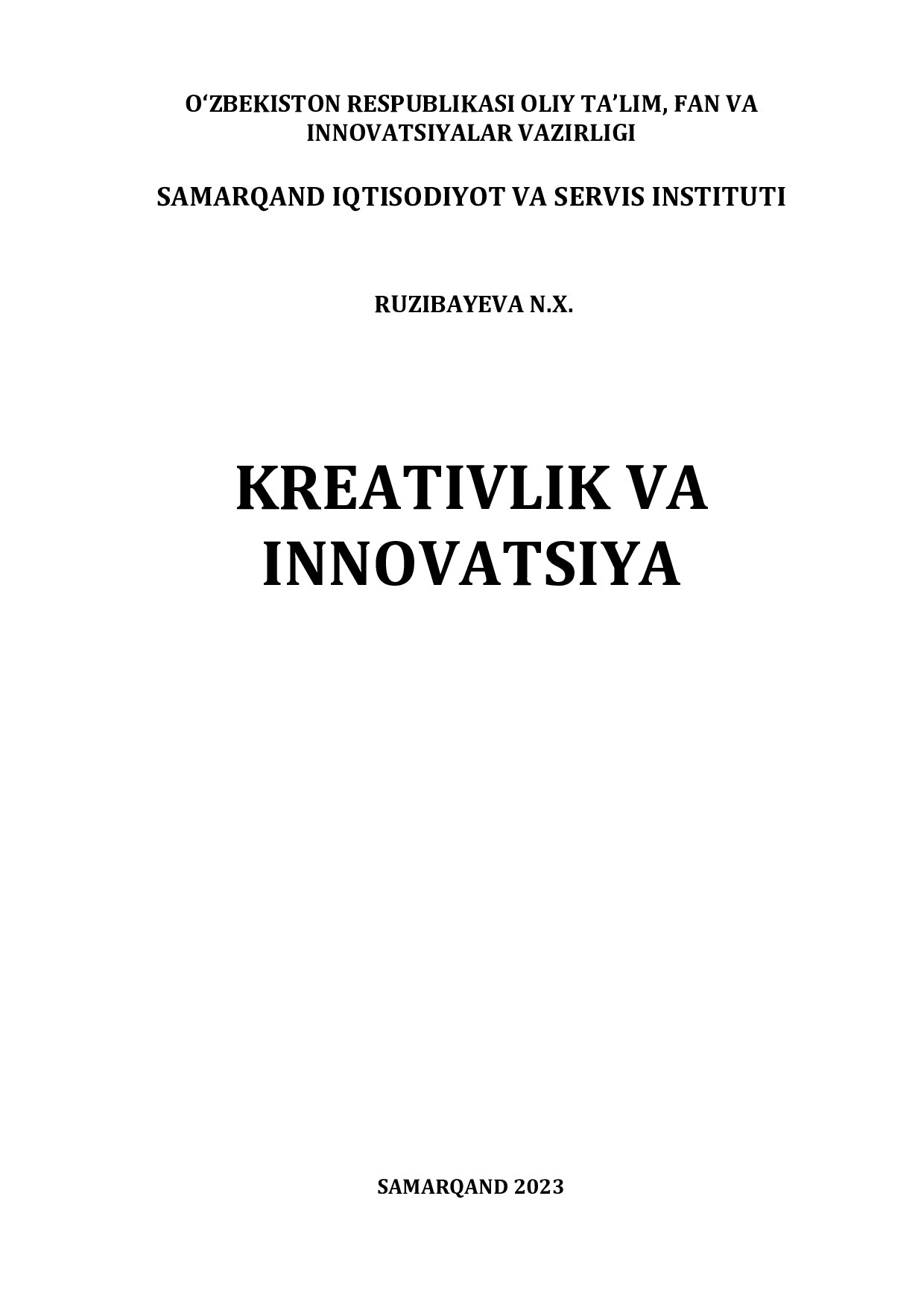 Kreativlik va innovatsiya