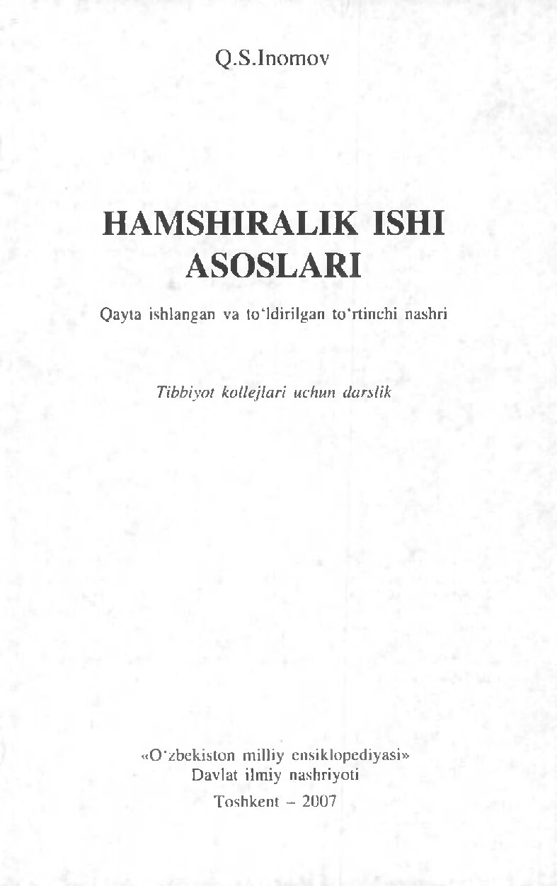 Hamshiralik ishi asoslari