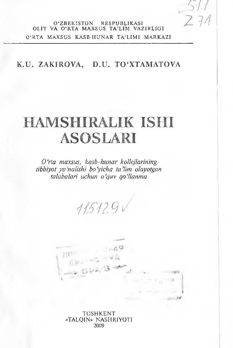 Hamshiralik ishi asoslari