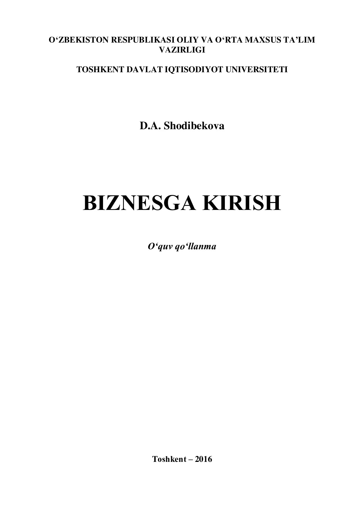 Biznesga kirish