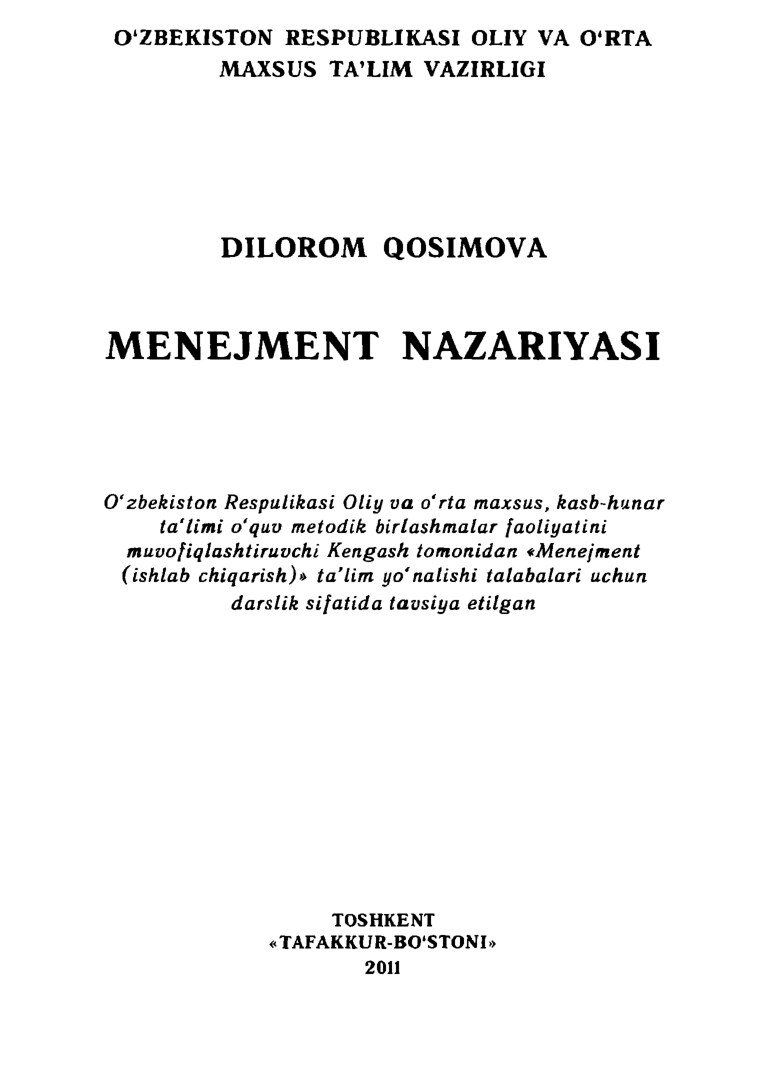 MENEJMENT NAZARIYASI