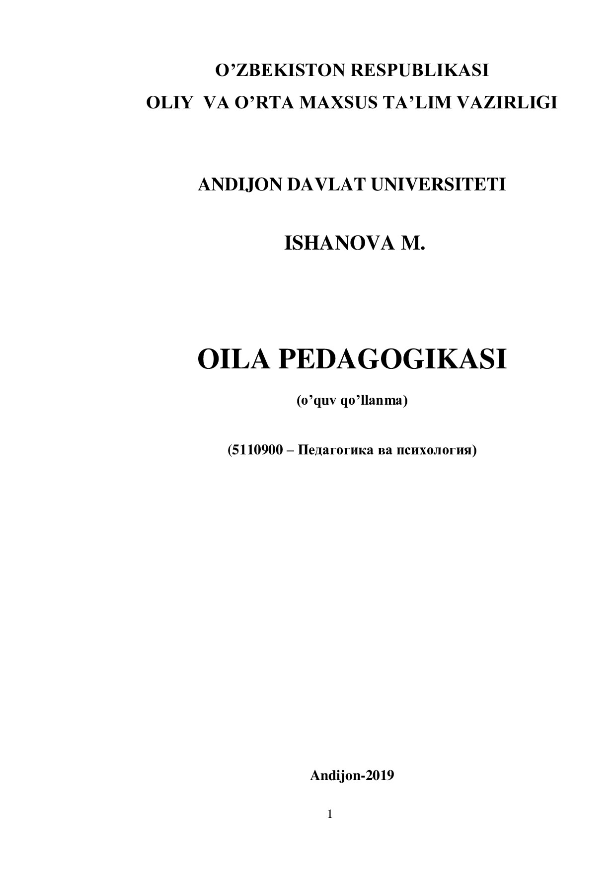 oila pedagigikasi