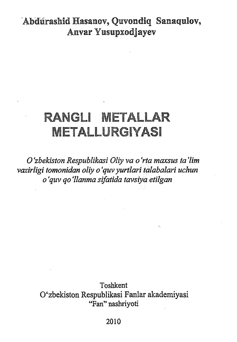 Rangli metallar metallurgiyasi