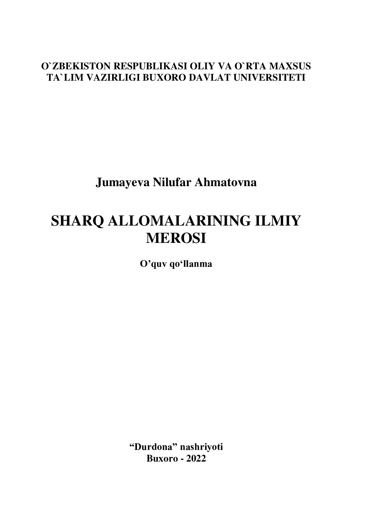 Sharq allomalarining ilmiy merosi