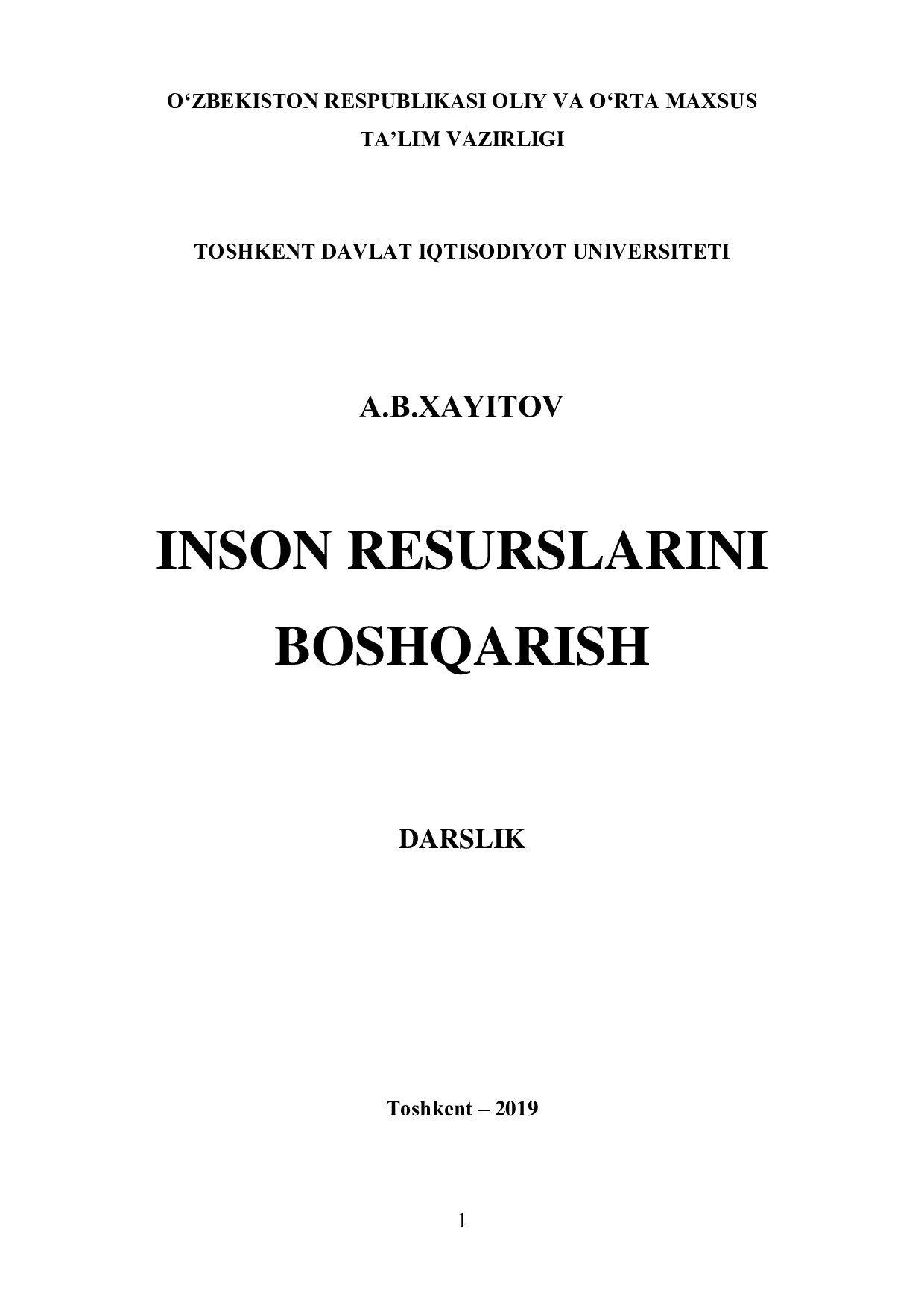 Inson resurslarini boshqarish