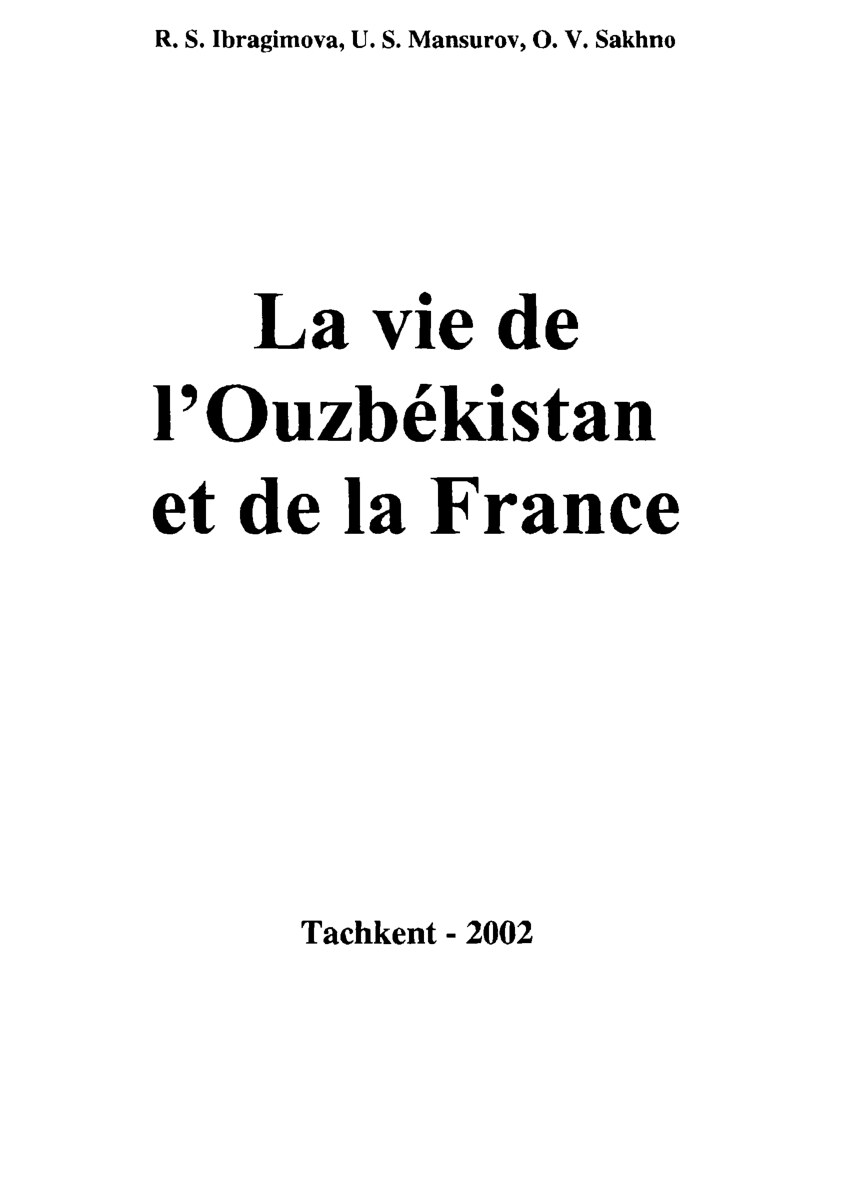 La vie de l'Ouzbekistan et de la France