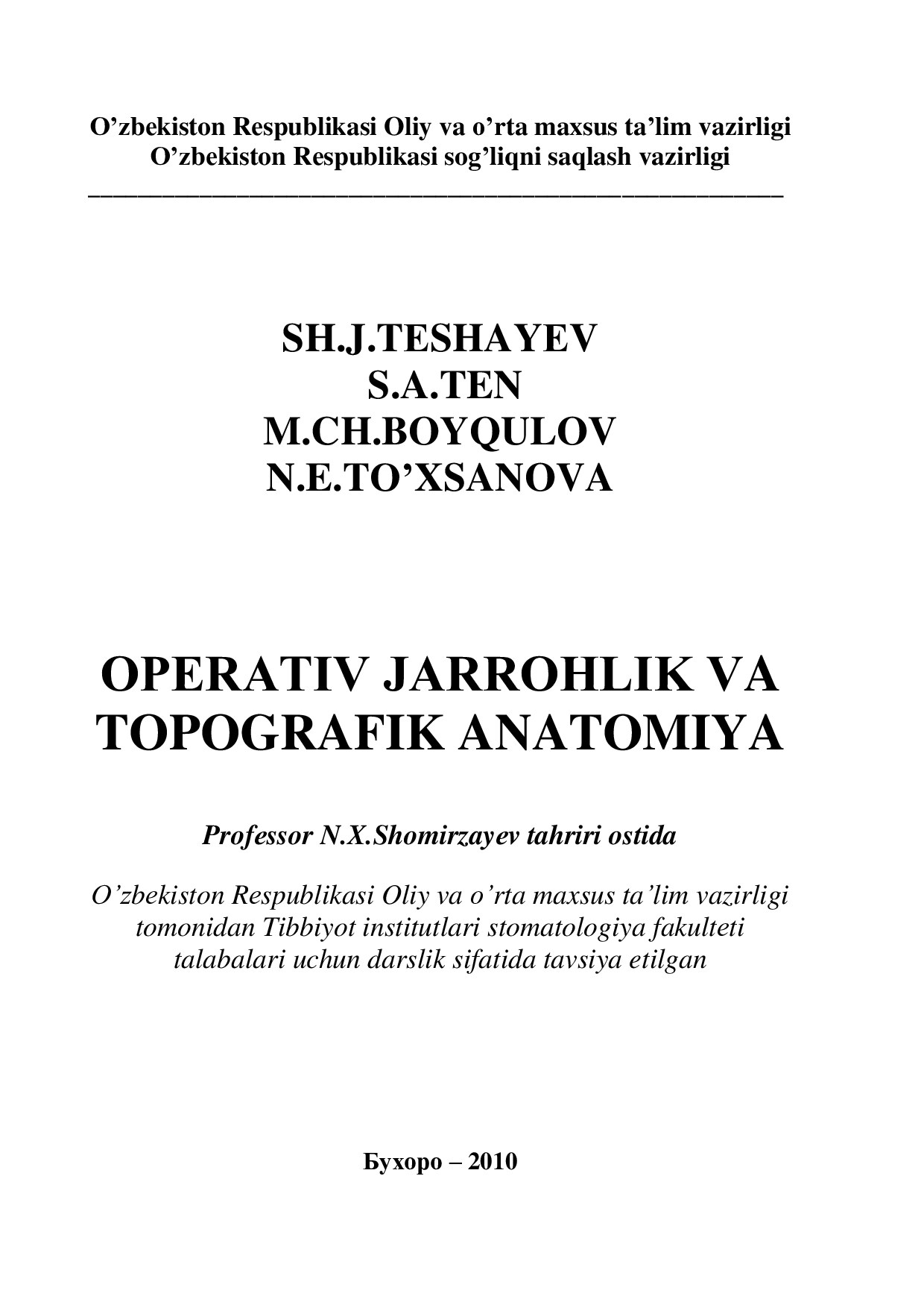 Operativ jarrohlik va topagrafik  anatomiya