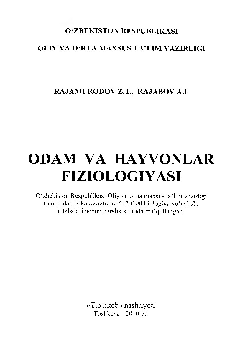 Odam va hayvonlar fiziologiyasi