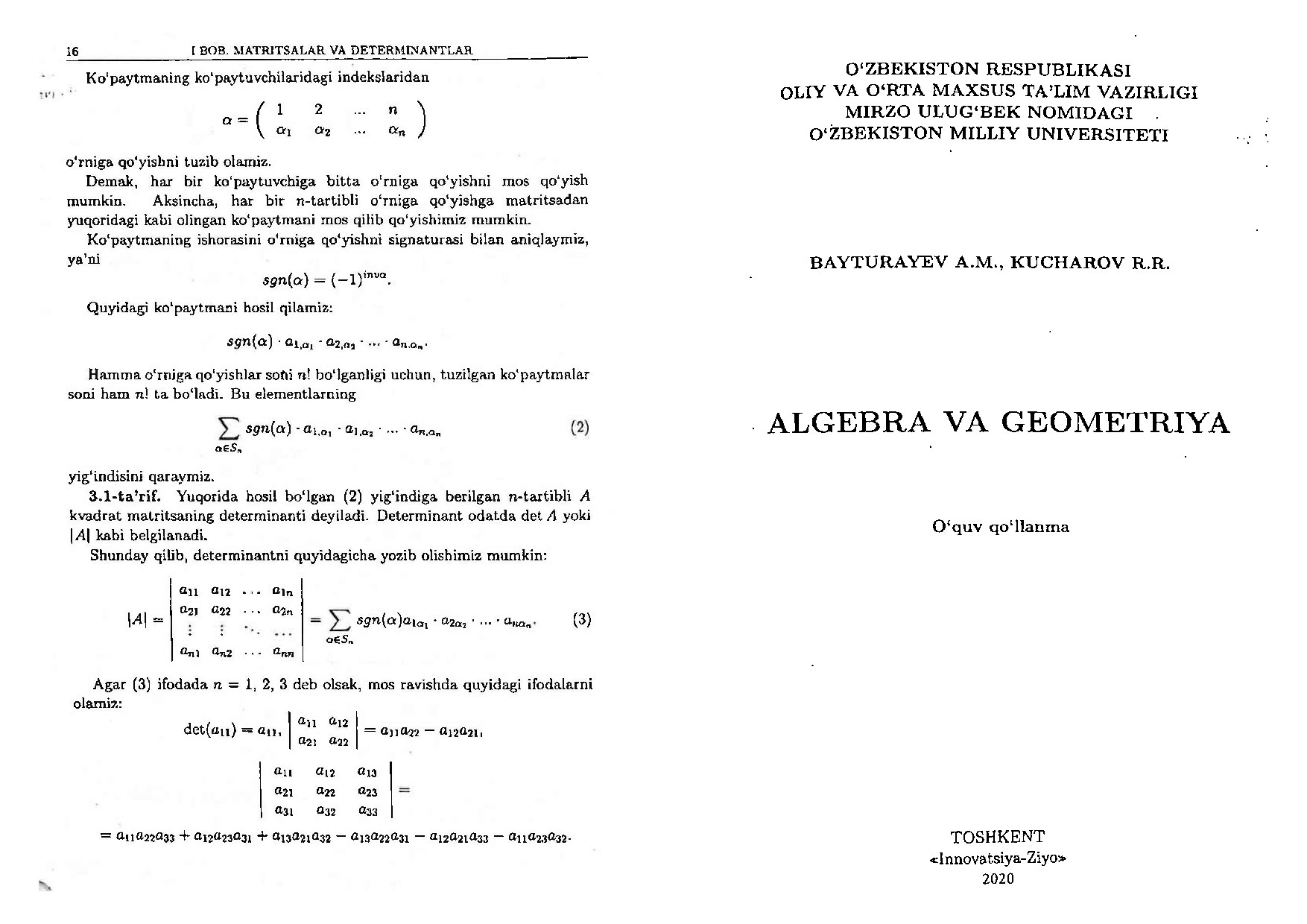 Algebra va geometriya