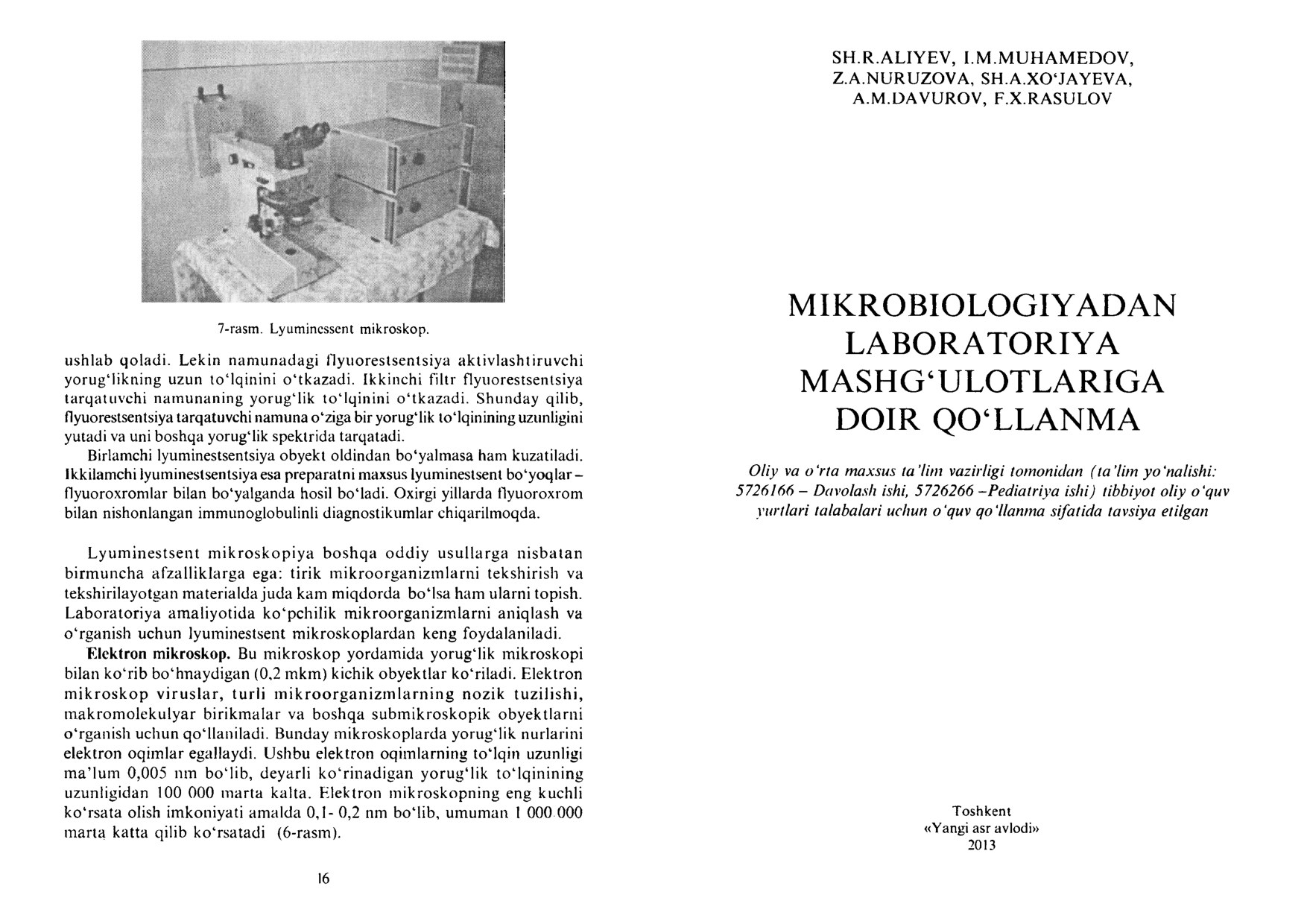 Mikrobiologiyadan laborotoriya mashg'ulotlariga doir qo'llanma