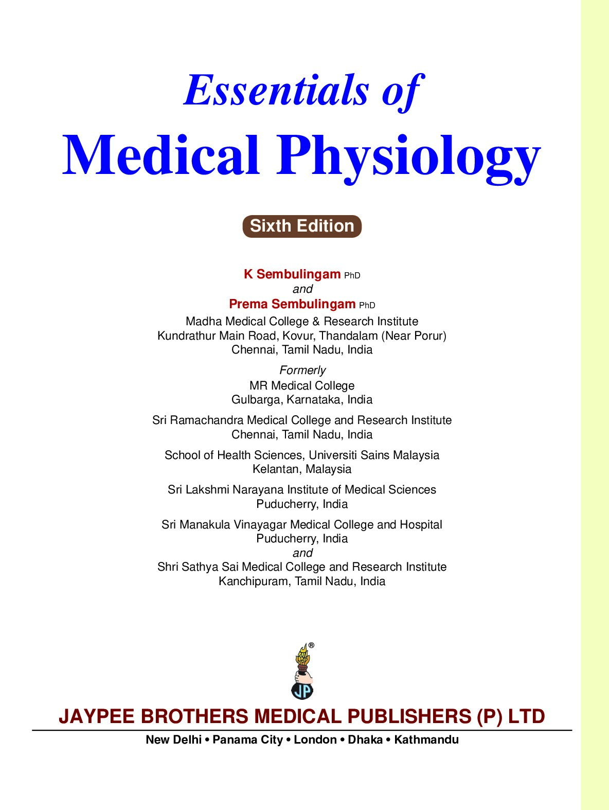 Essentials of Medical Physiology, 6th Edition