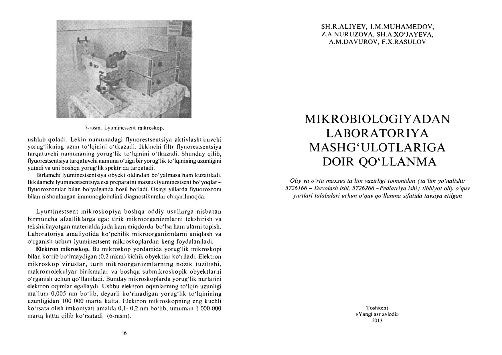 Mikrobiologiyadan laborotoriya mashg'ulotlariga doir qo'llanma