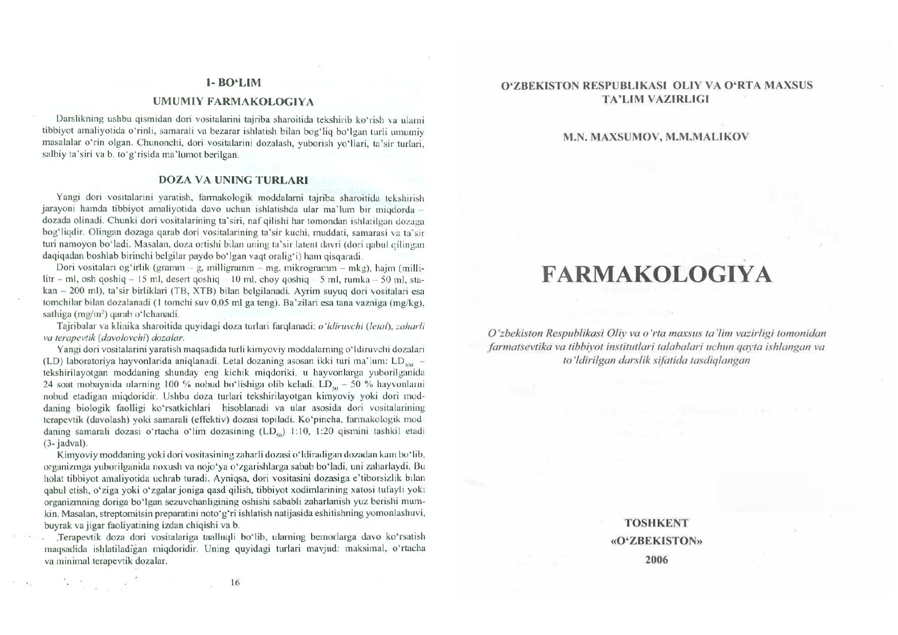 Farmakologiya - M. Maxsumov PECHAT