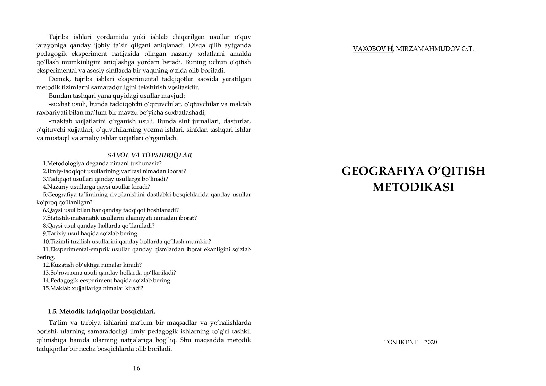 Geografiya o'qitish metodikasi