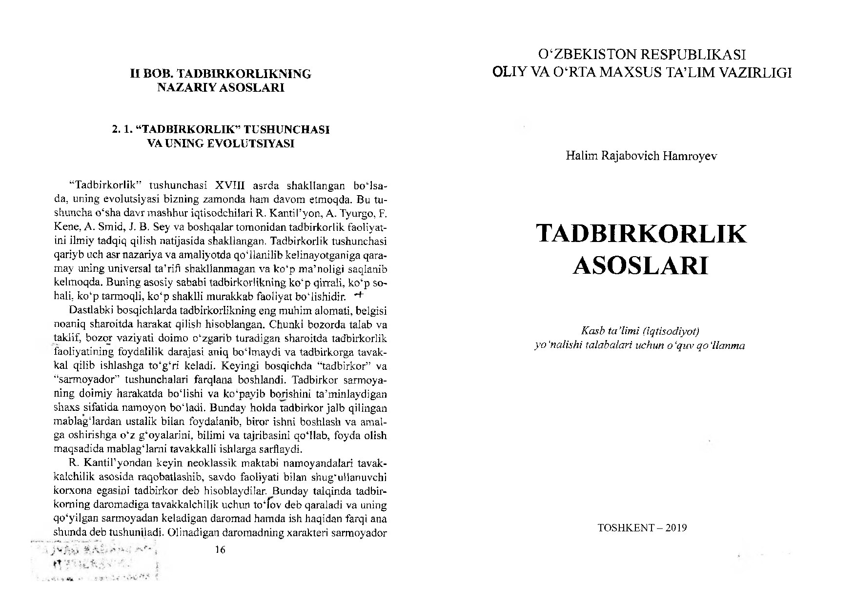 Tadbirkorlik asoslari