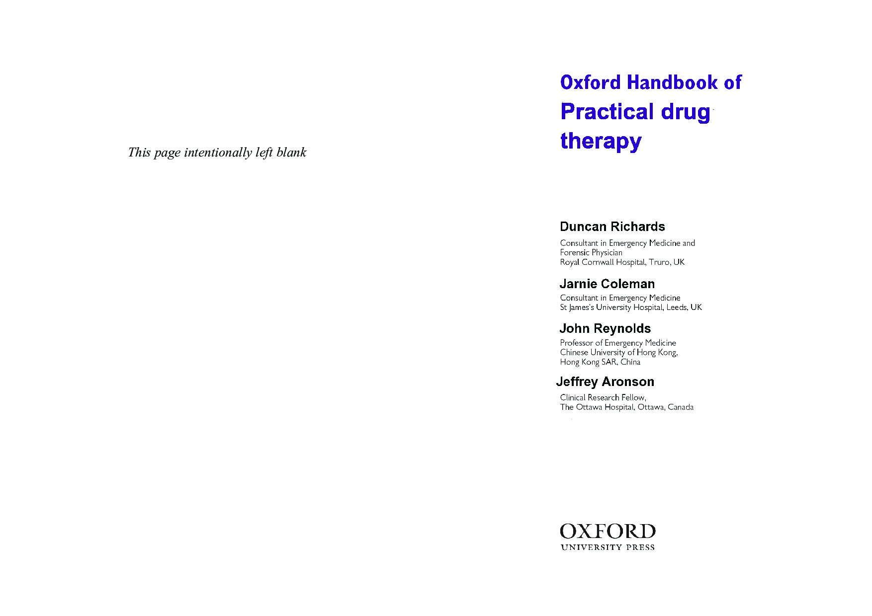 Oxford Handbook of Emergency Medicine