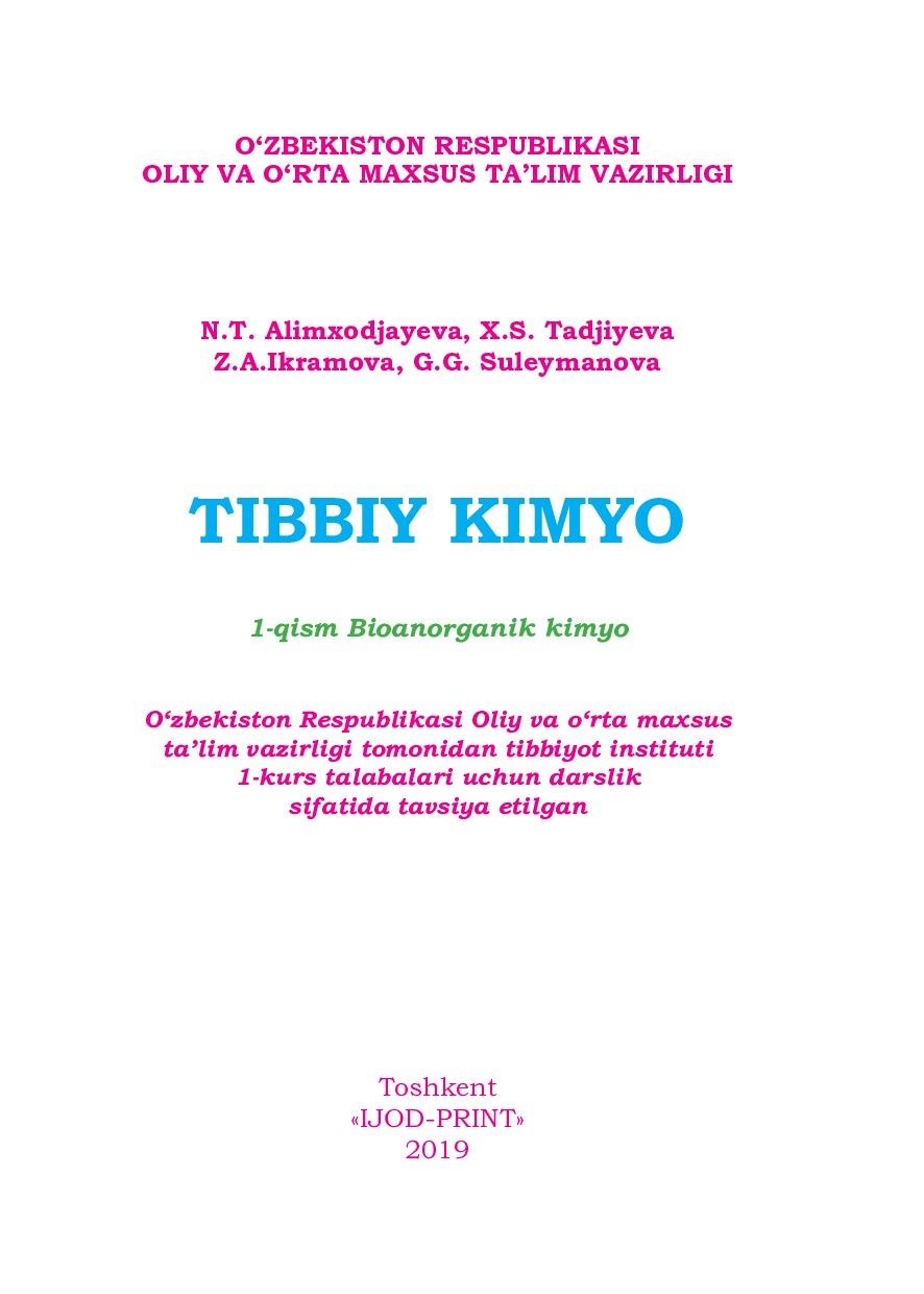 Tibbiy kimyo bioonorganik kimyo 1