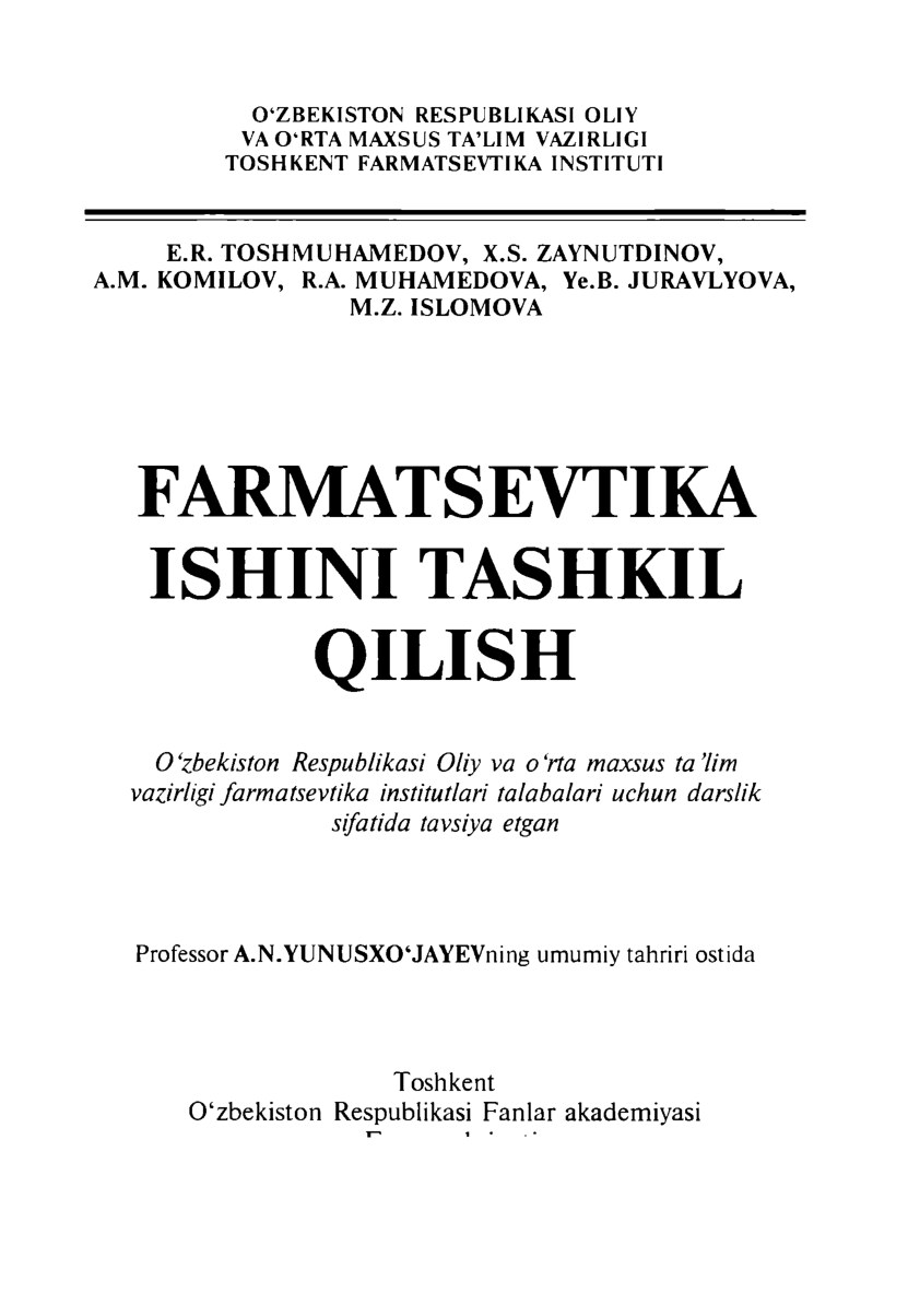 Farmasevtika ishini tashkil qilish
