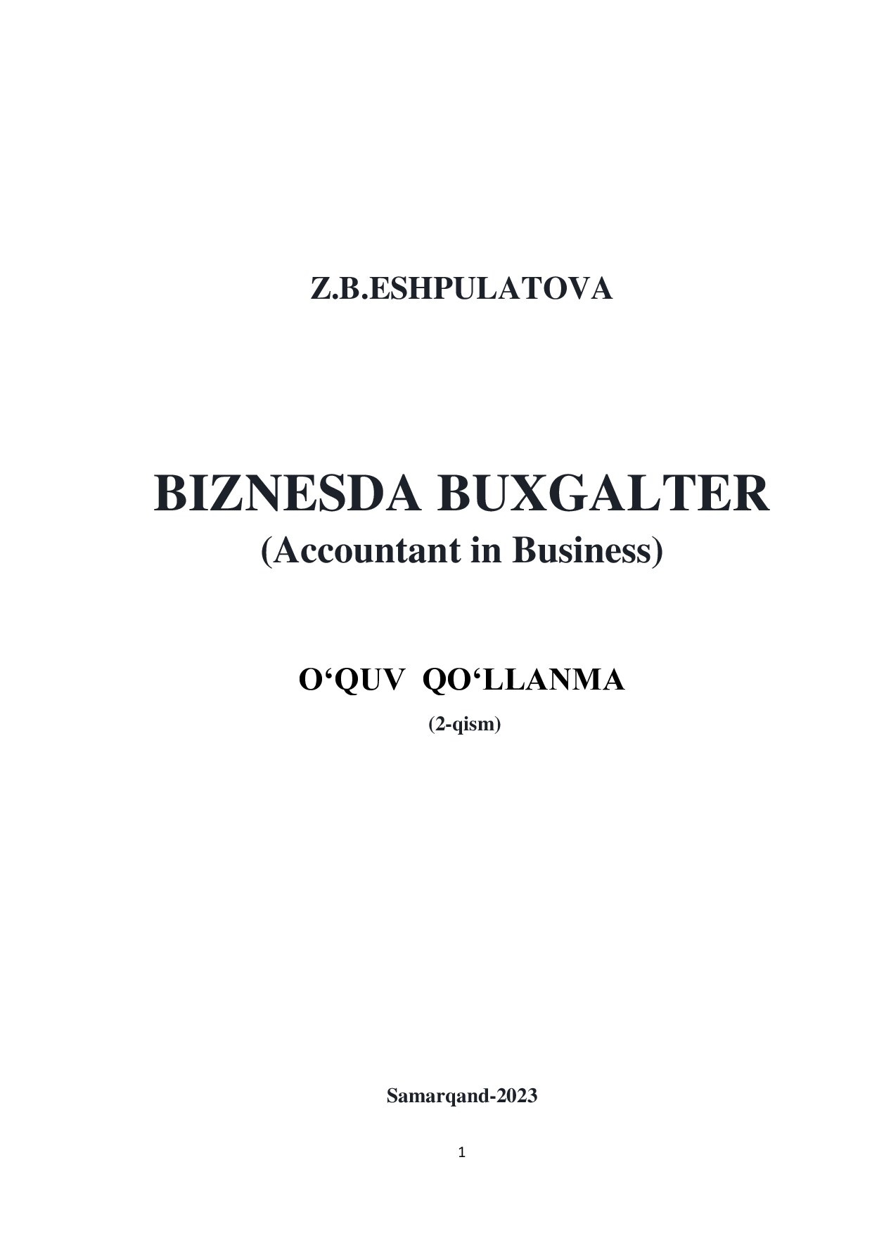 Biznesda buxgalter.Accountant in Business